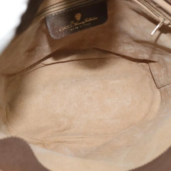 GUCCI Web Sherry Line GG Supreme Shoulder Bag PVC Beige Auth - Picture 11 of 16